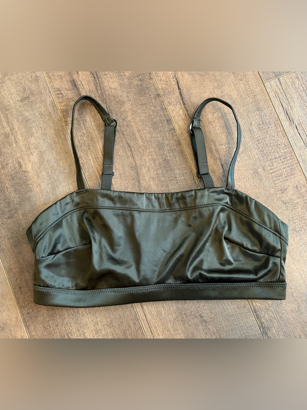 Green Aerie Satin Bralette with Adjustable Straps